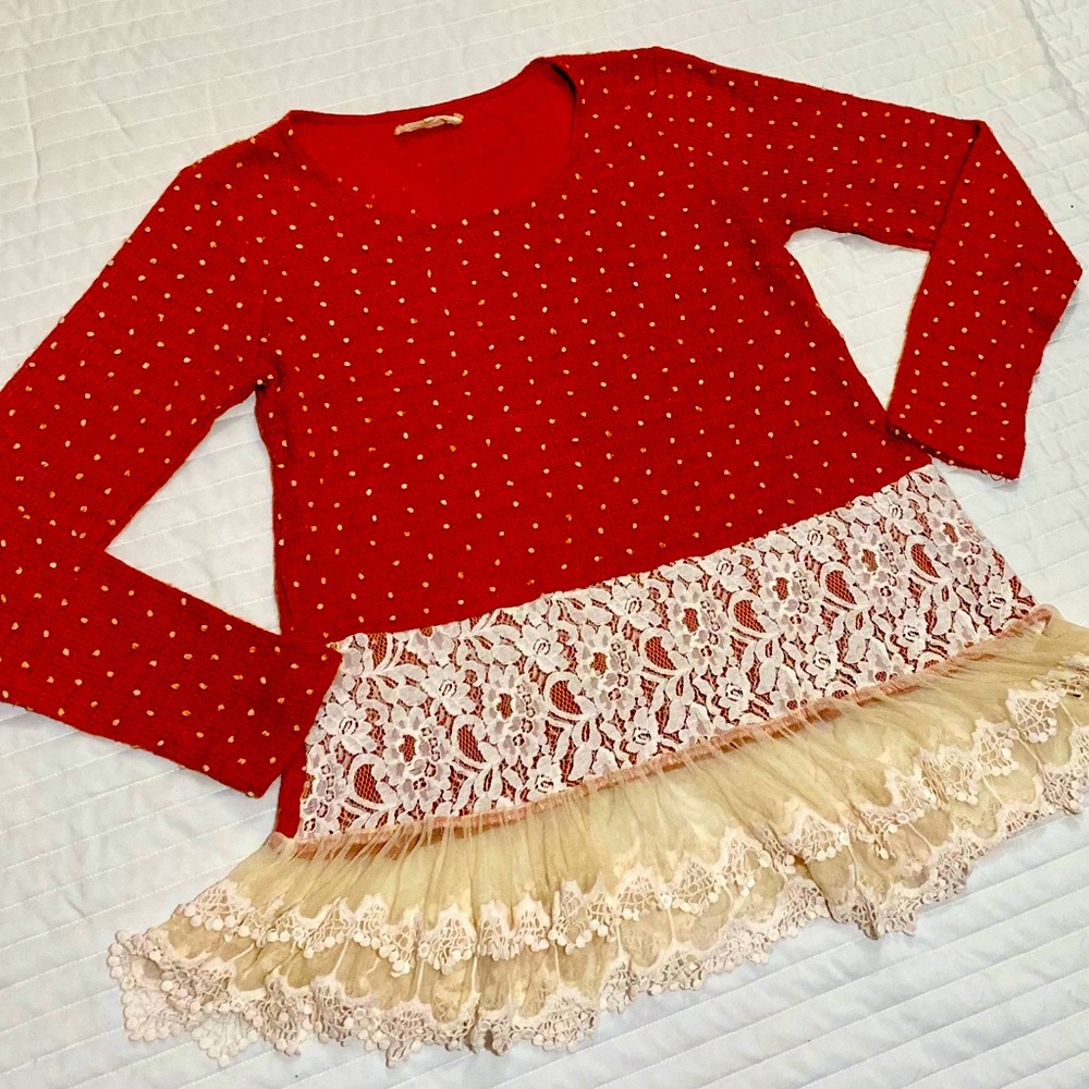 A’Reve Large Orange Lace Sweater